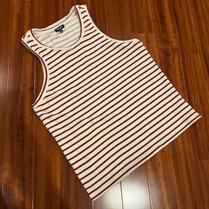 Splendid Striped Tank Top Cream Red Sleeveless Thick Casual Size XL Extra Large